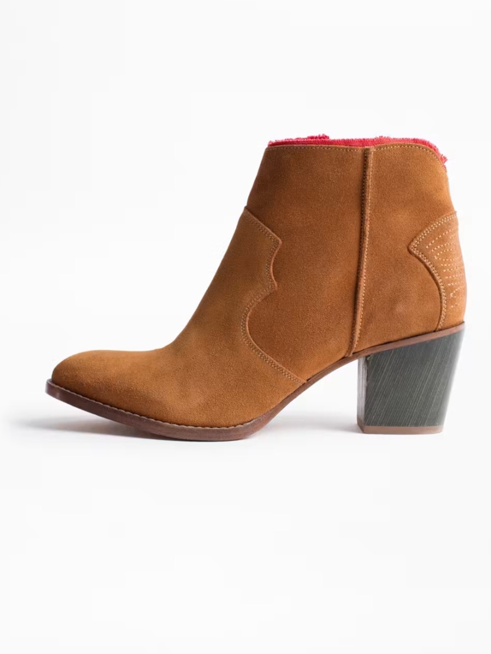 Zadig and Voltaire Molly ankle fray boots faux fur top heeled size 7 western